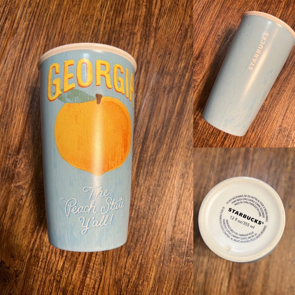 Starbucks Georgia The Peach State Y’all Ceramic Travel Coffee Tea Mug 12 fl oz